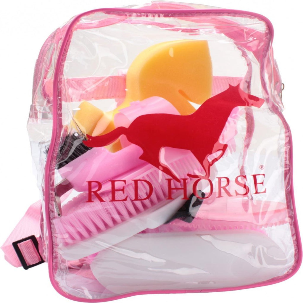 Red Horse Verzorgingsset Voor Paard In Rugzak Licht Hot Pink 8-delig