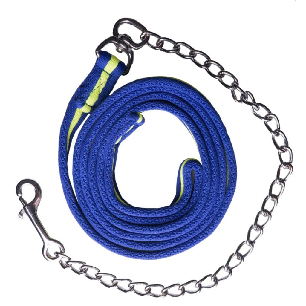 Horka Halstertouw met Karabijnsluiting en Hengstenketting Royal Blue met Geel