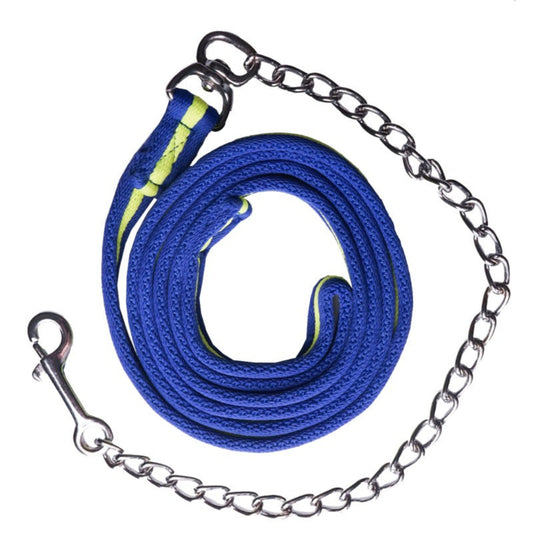Horka Halstertouw met Karabijnsluiting en Hengstenketting Royal Blue met Geel