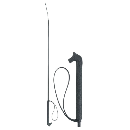 Rijzweep 90cm zwart met paard